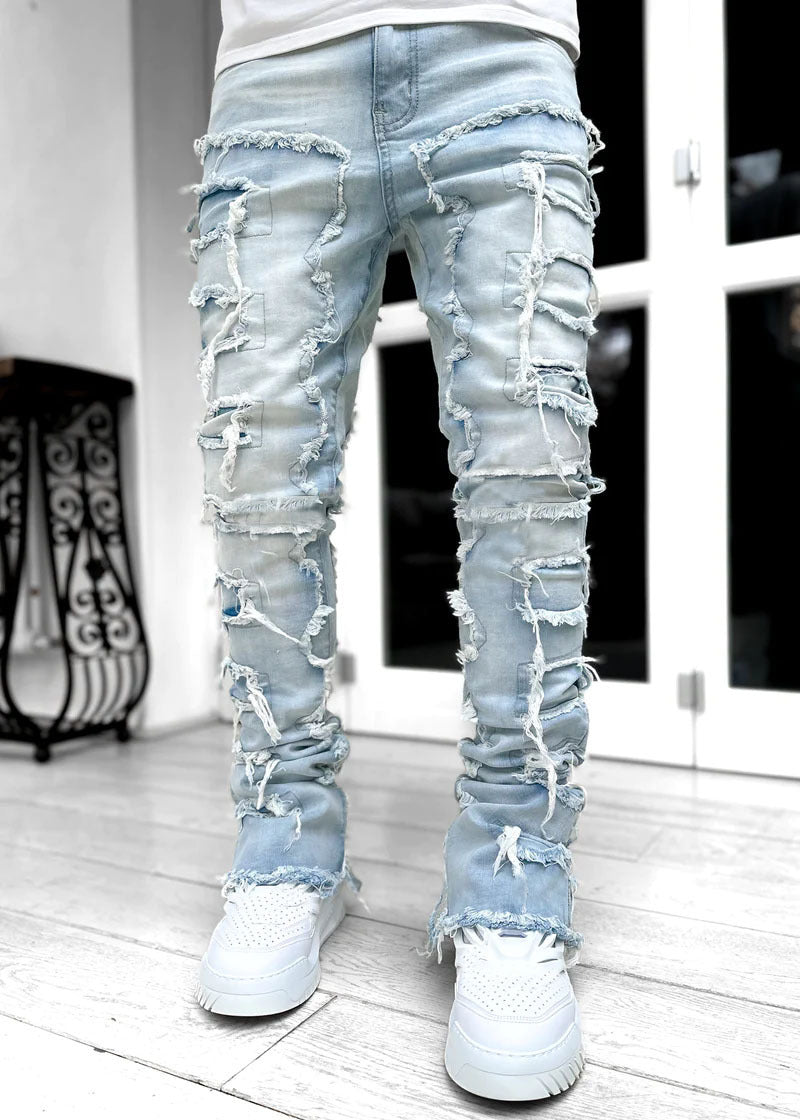 Effen Kleur Versleten Jeans