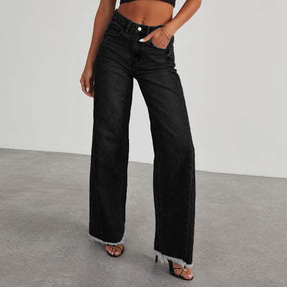 High Waist Denim Flair Pants