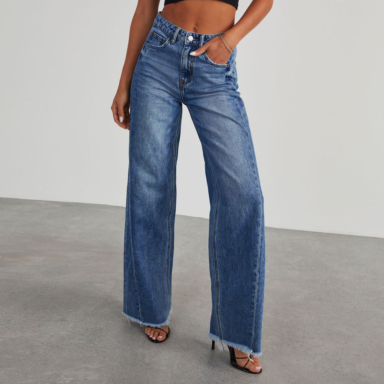 High Waist Denim Flair Pants