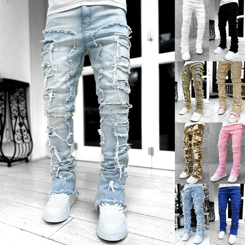 Effen Kleur Versleten Jeans