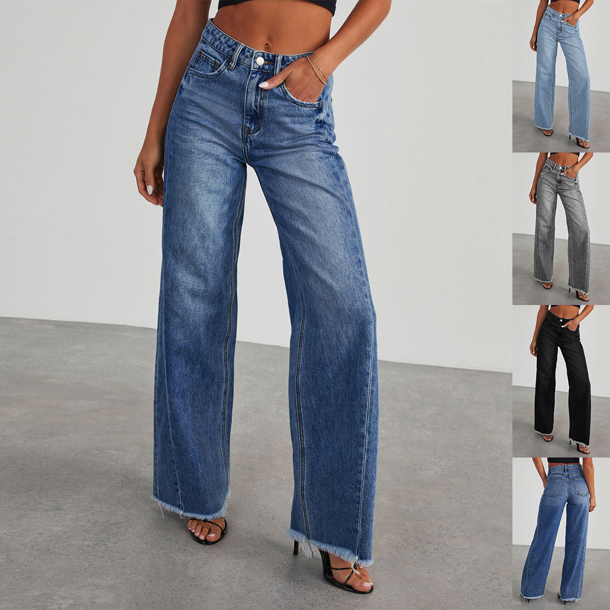 High Waist Denim Flair Pants