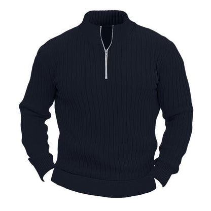 Casual pullover voor mannen met opstaande kraag en lange mouwen.