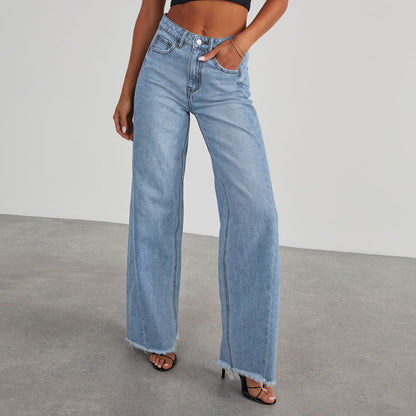 High Waist Denim Flair Pants