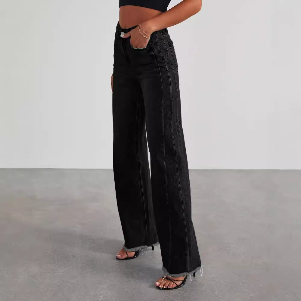 High Waist Denim Flair Pants